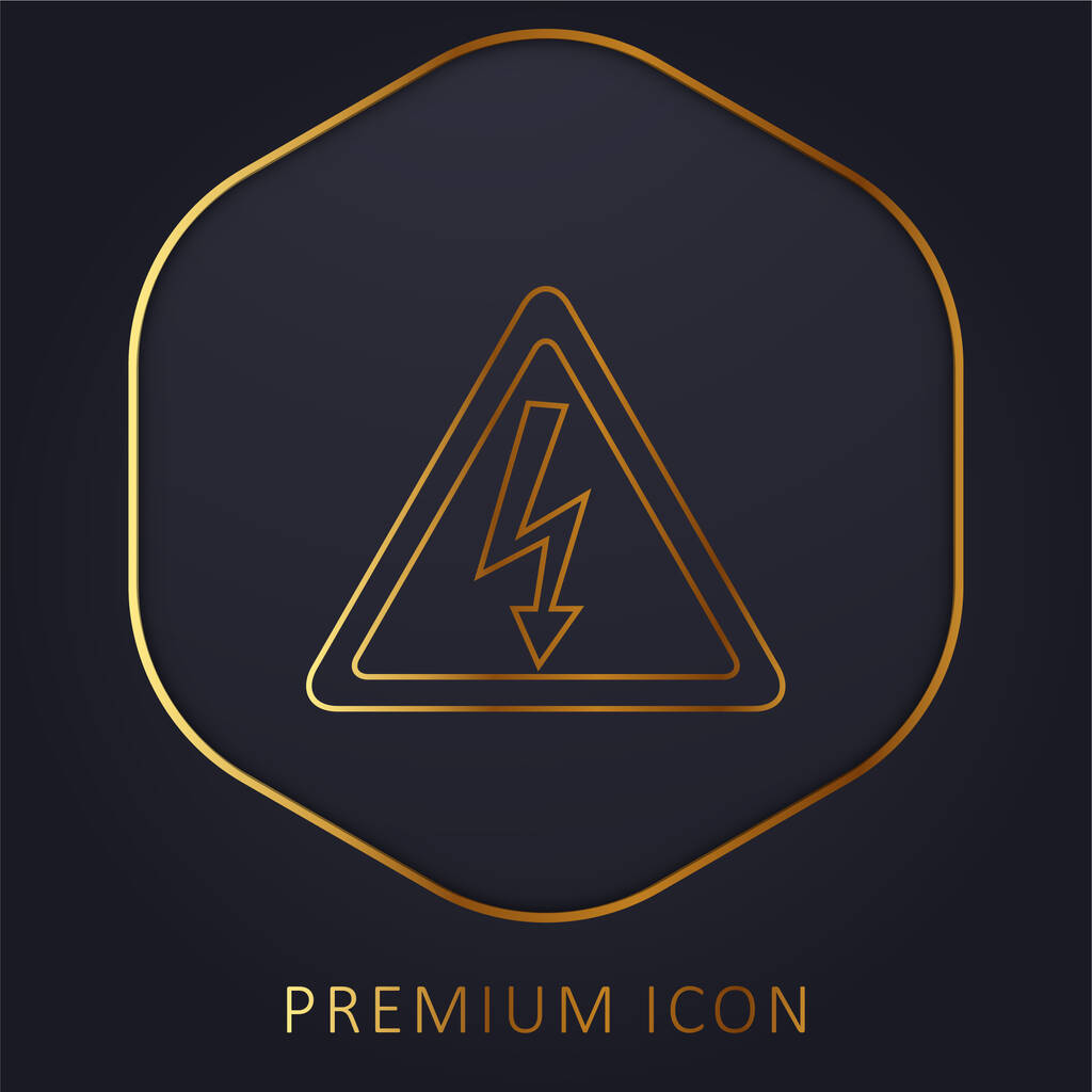 Sygnał strzałki ryzyka porażenia prądem elektrycznym w kształcie trójkąta złotej linii logo premium lub ikona - Wektor, obraz