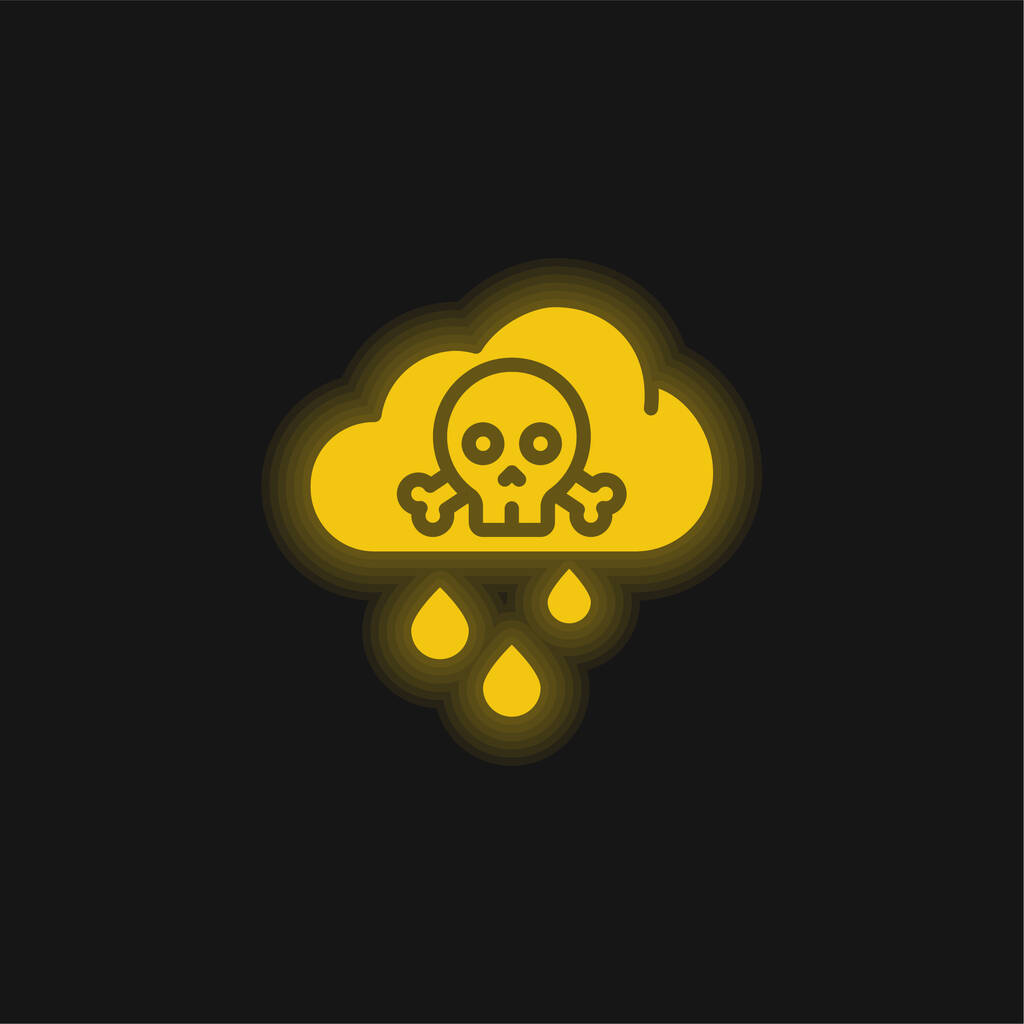 Savas esősárga izzó neon ikon - Vektor, kép