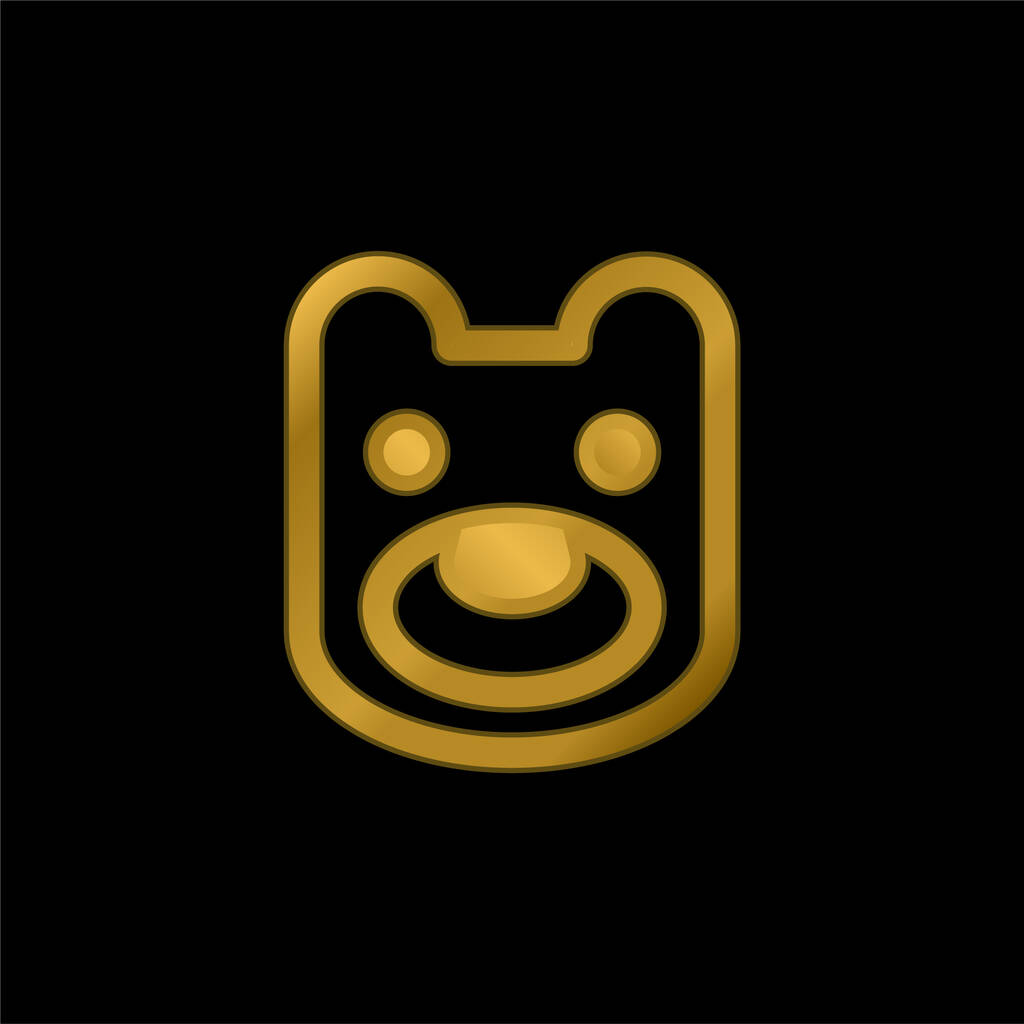 Cabeza de oso chapado en oro icono metálico o logo vector - Vector, Imagen