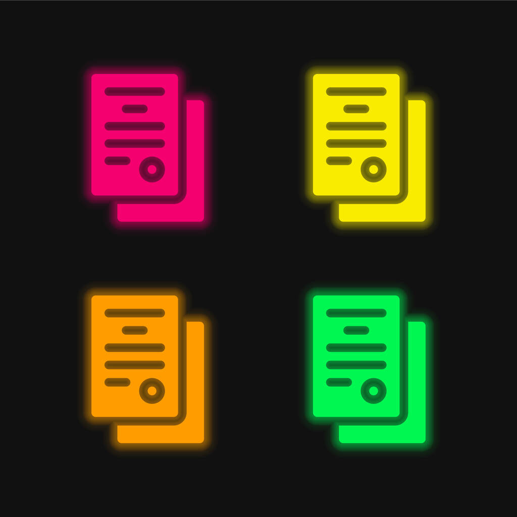 Vereinbarung vier Farben leuchtenden Neon-Vektor-Symbol - Vektor, Bild