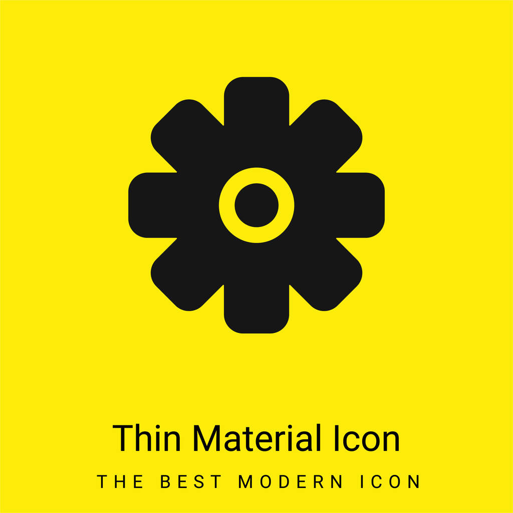 Big Cogwheel минимальный ярко-желтый значок материала - Вектор,изображение