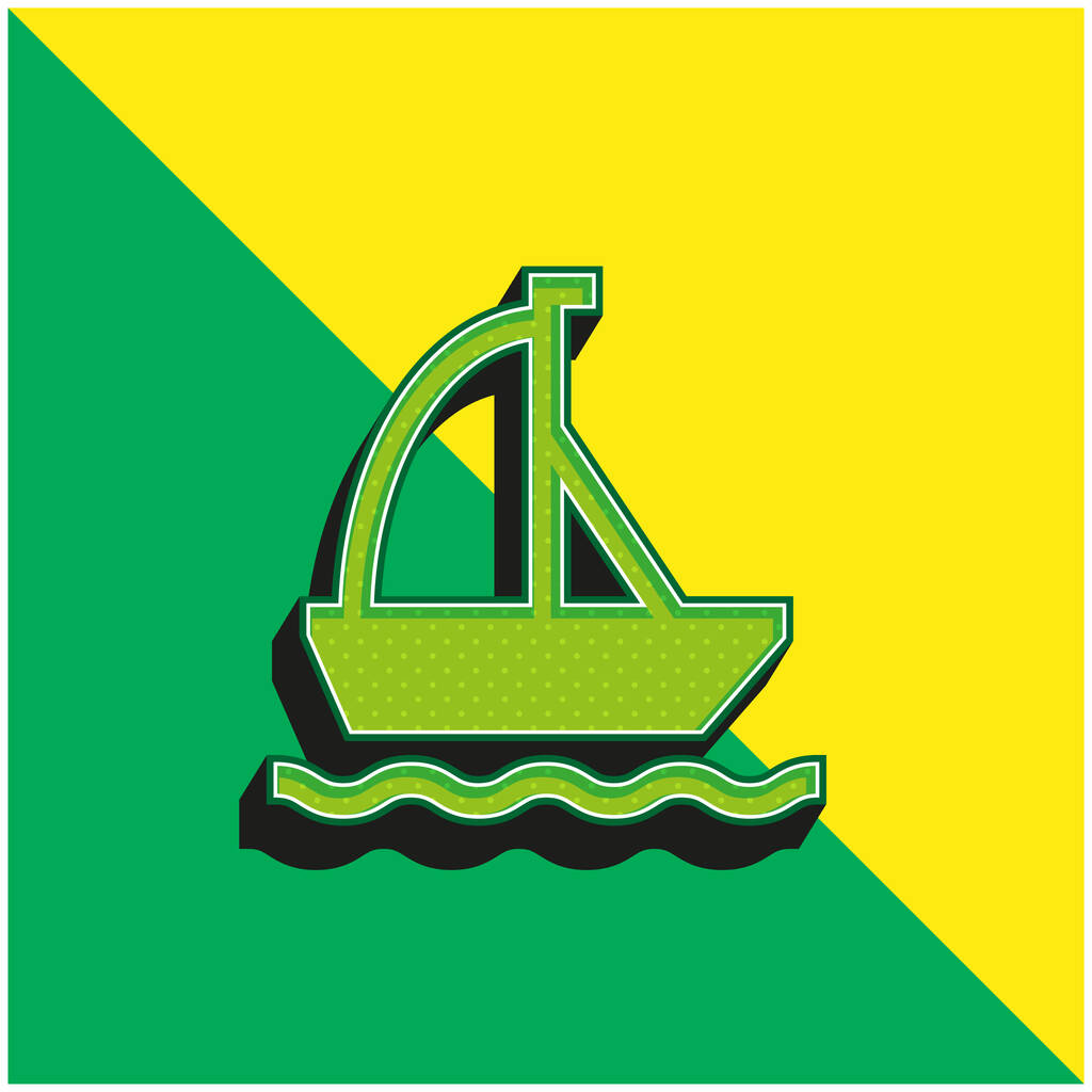 ボートグリーンと黄色の現代的な3Dベクトルアイコンのロゴ - ベクター画像
