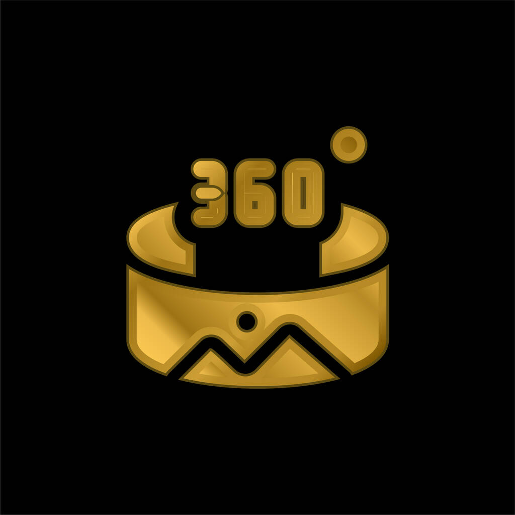 Icono metálico chapado en oro de 360 grados o vector de logotipo - Vector, Imagen