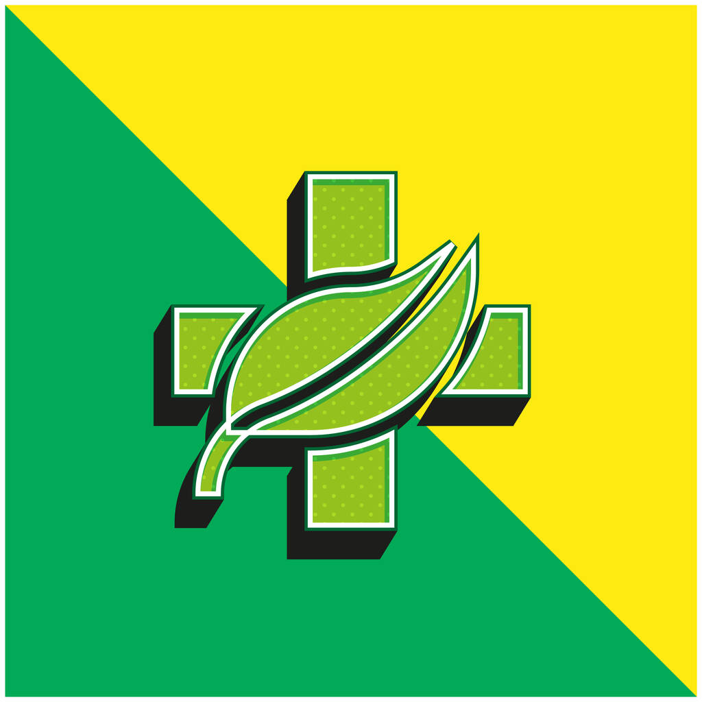 Alternativní medicína Zelená a žlutá moderní 3D vektorové logo ikony - Vektor, obrázek