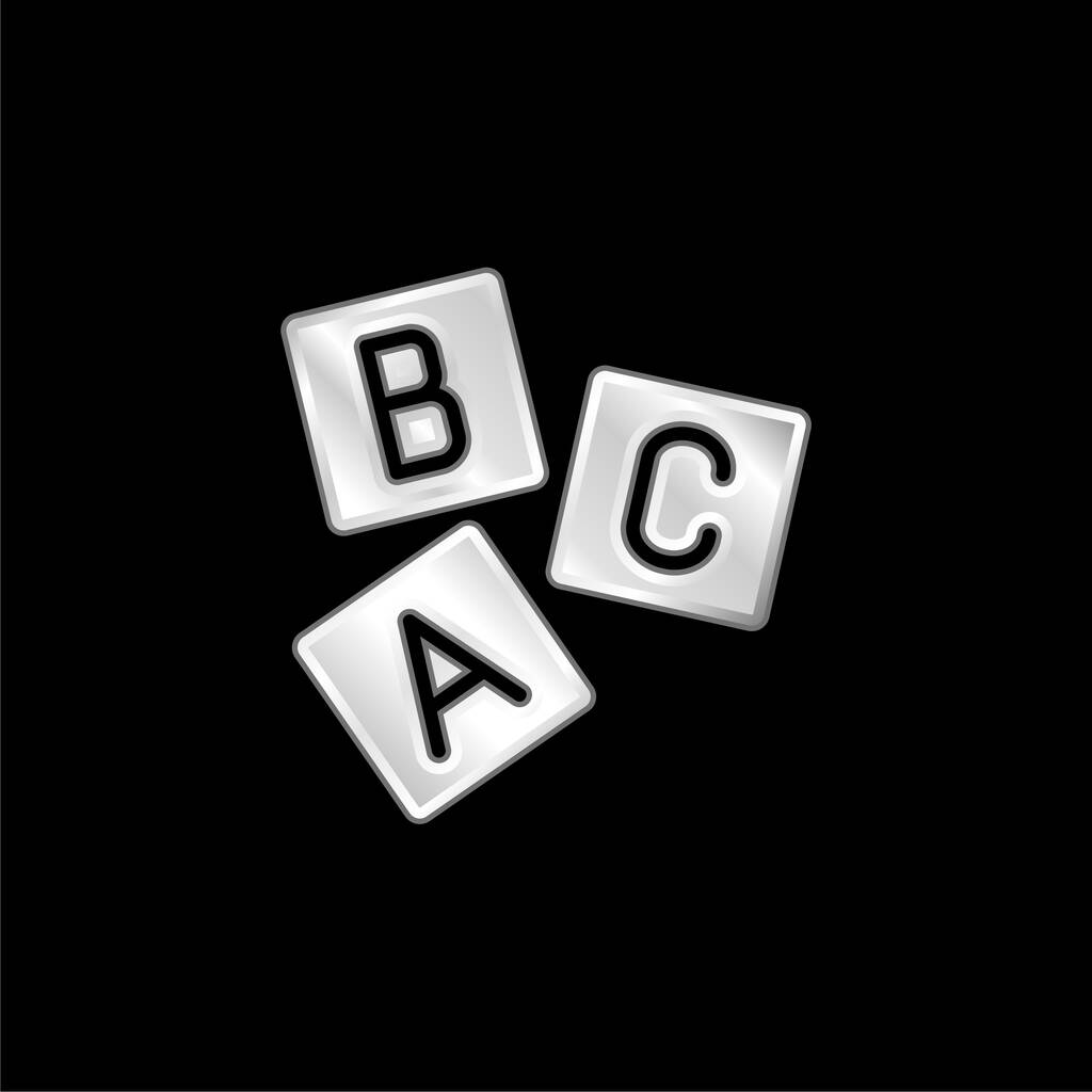 Brick Letters verzilverd metalen icoon - Vector, afbeelding