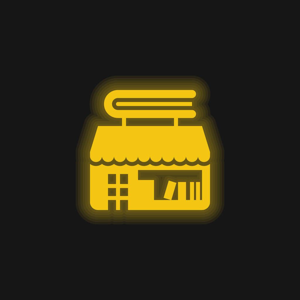 Boekhandel geel gloeiende neon icoon - Vector, afbeelding