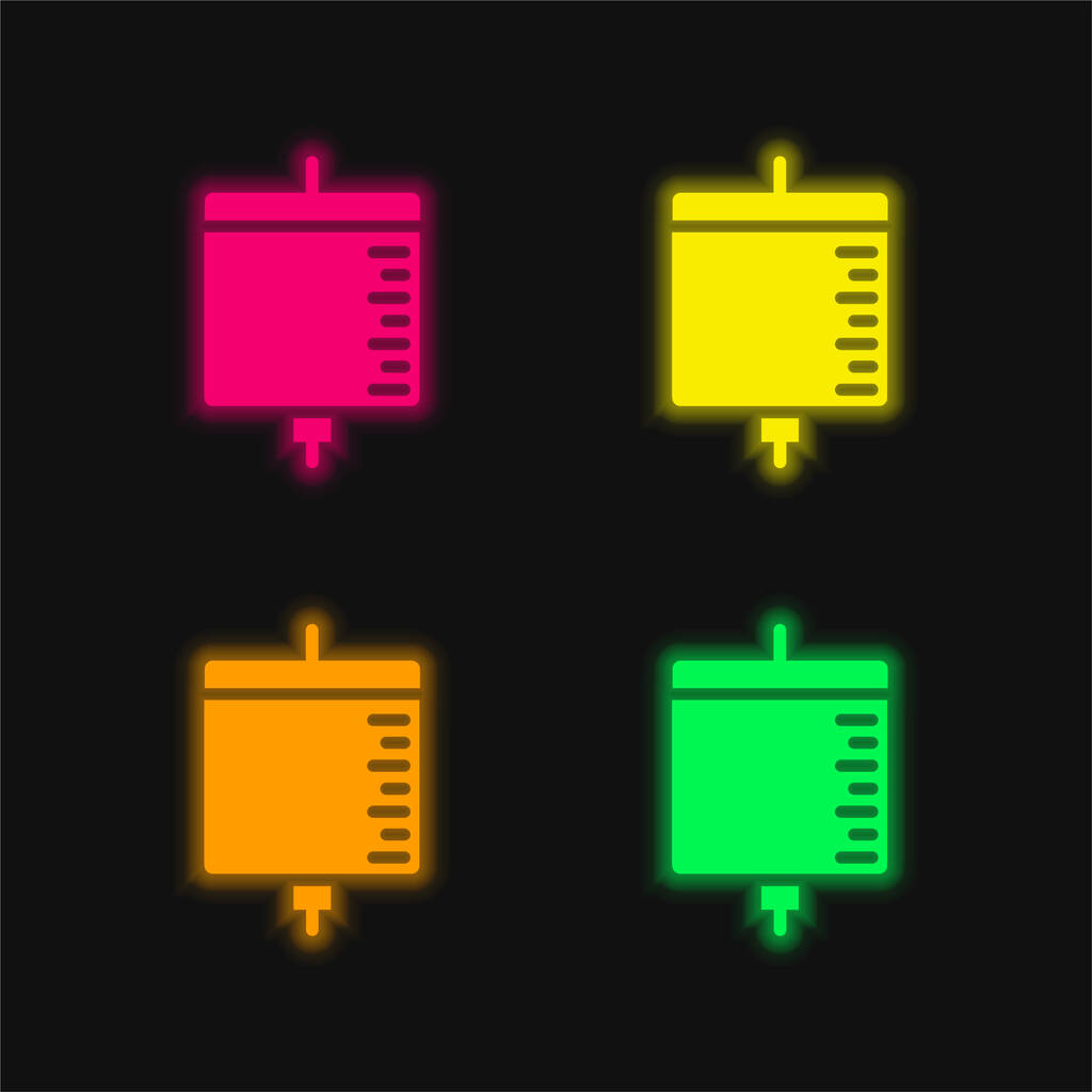 Vérátömlesztés négy szín izzó neon vektor ikon - Vektor, kép