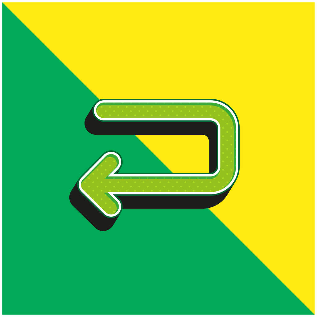 Flèche arrière gauche de retour Angle Vert et jaune moderne icône vectorielle 3d logo - Vecteur, image