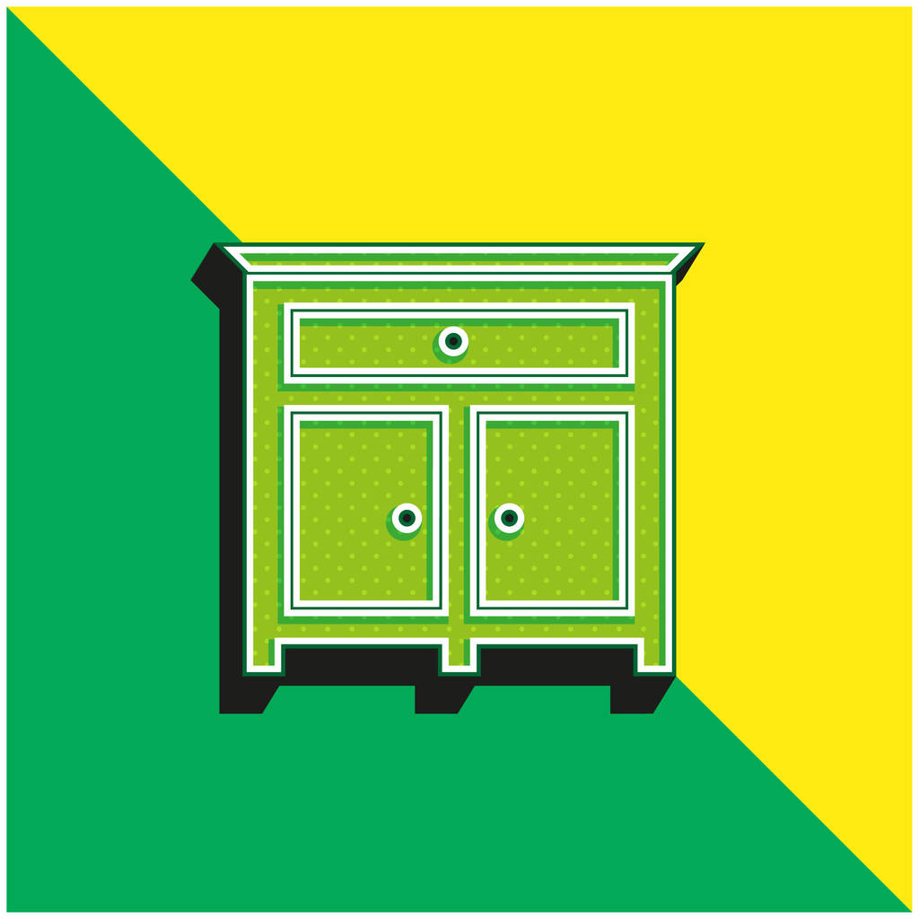 Hálószoba Drawer Bútorok Zöld és sárga modern 3D vektor ikon logó - Vektor, kép