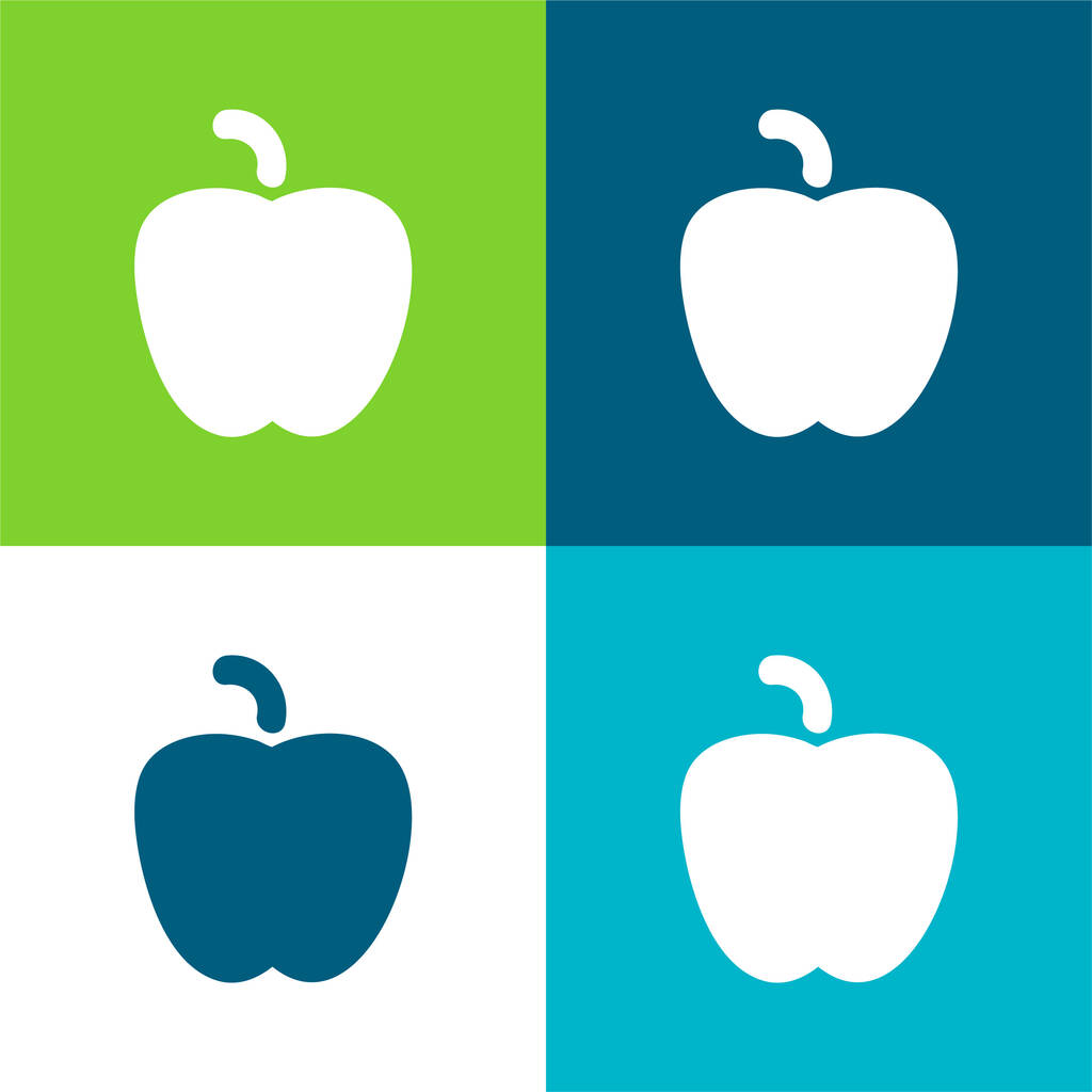 Apple Black Shape Lapos négy szín minimális ikon készlet - Vektor, kép