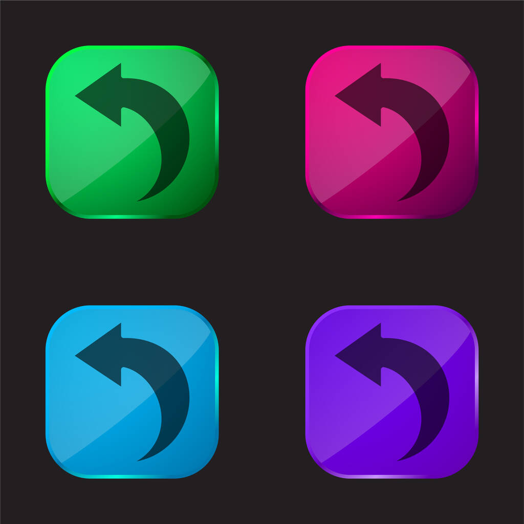 Arrière flèche quatre icône de bouton en verre de couleur - Vecteur, image