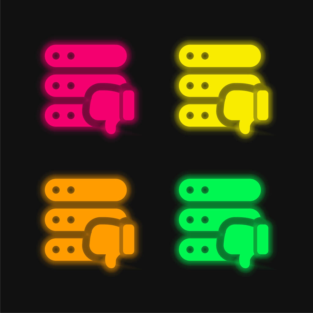 Slechte beoordeling vier kleuren gloeiende neon vector pictogram - Vector, afbeelding