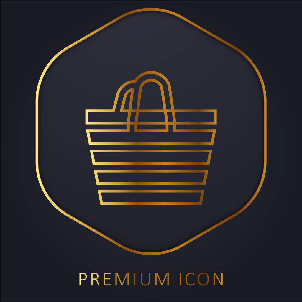 Beach Bag golden line premium logo or icon - Vector, Image