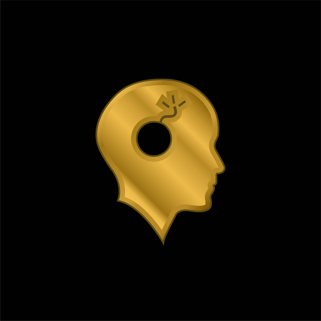 Bald Head With A Bomb gold plated metalic icon or logo vector - Vector, Image
