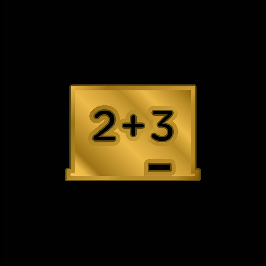 Matematiksel Temel Hesaplamalarla Karatahta Altın kaplama metalik simge veya logo vektörü - Vektör, Görsel