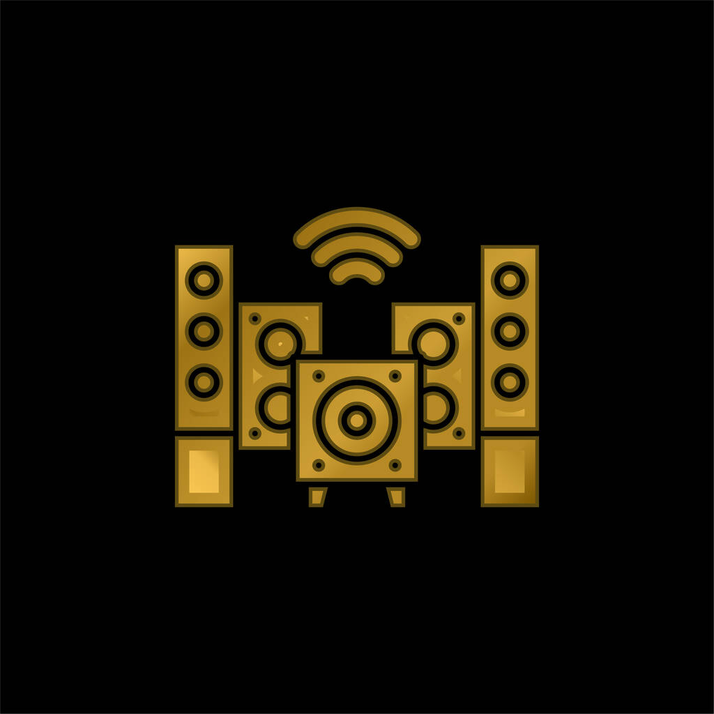 Εικονίδιο ή φορέας λογότυπου από επιχρυσωμένο μέταλλο ήχου - Διάνυσμα, εικόνα