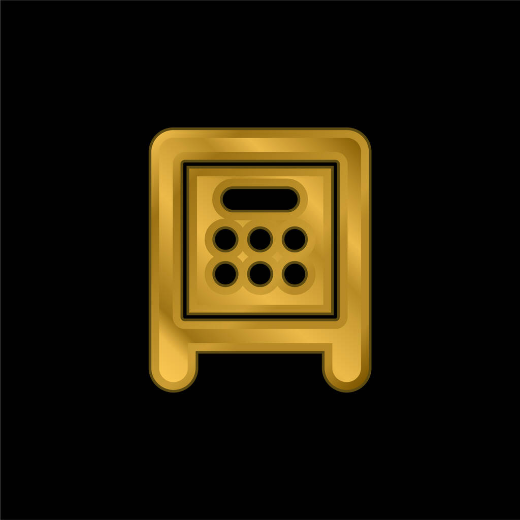 Bankovní trezor pozlacená kovová ikona nebo vektor loga - Vektor, obrázek