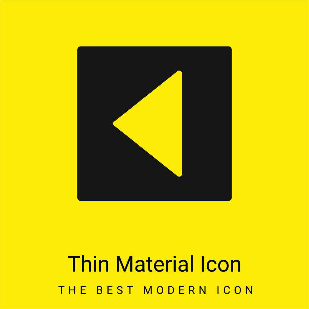 Atrás Flecha Triangular Izquierda En Botón Relleno Cuadrado mínimo icono de material amarillo brillante - Vector, Imagen