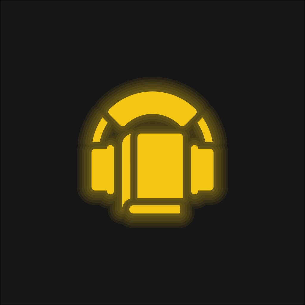 Audiobook жовта сяюча неонова піктограма
 - Вектор, зображення