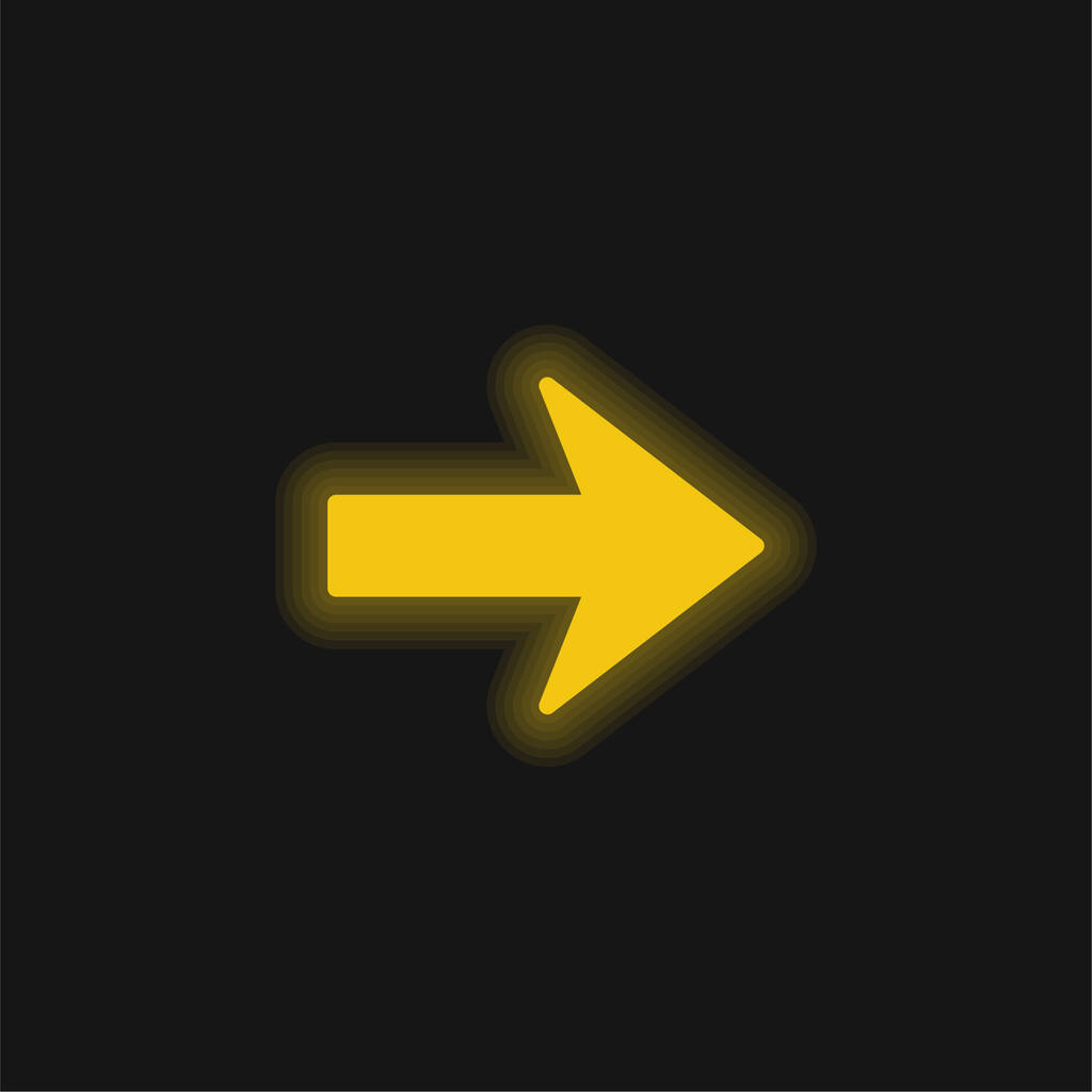 Šipka směřující doprava, žlutá zářící neonová ikona - Vektor, obrázek