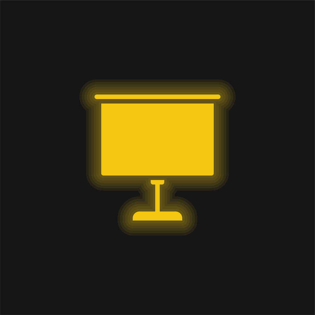 Blackboards geel gloeiend neon pictogram - Vector, afbeelding