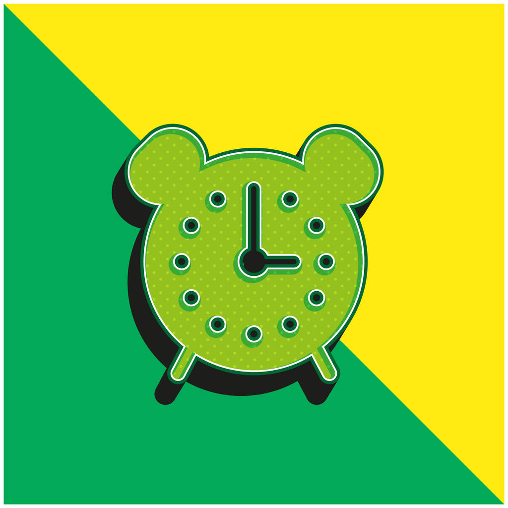 Reloj despertador verde y amarillo moderno vector 3d icono logotipo - Vector, imagen