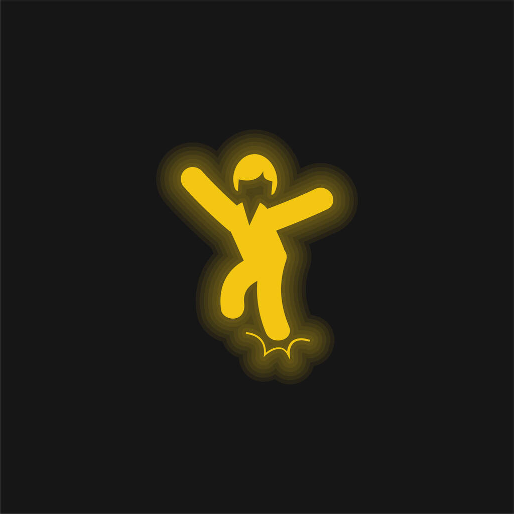 Esguince de tobillo amarillo brillante icono de neón - Vector, imagen