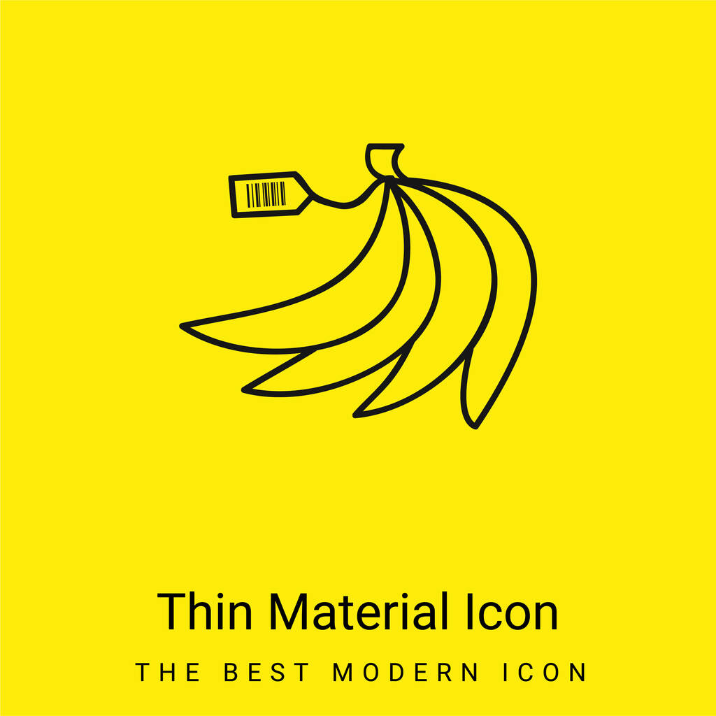 Bananas con código de barras en la etiqueta icono de material amarillo brillante mínimo - Vector, imagen