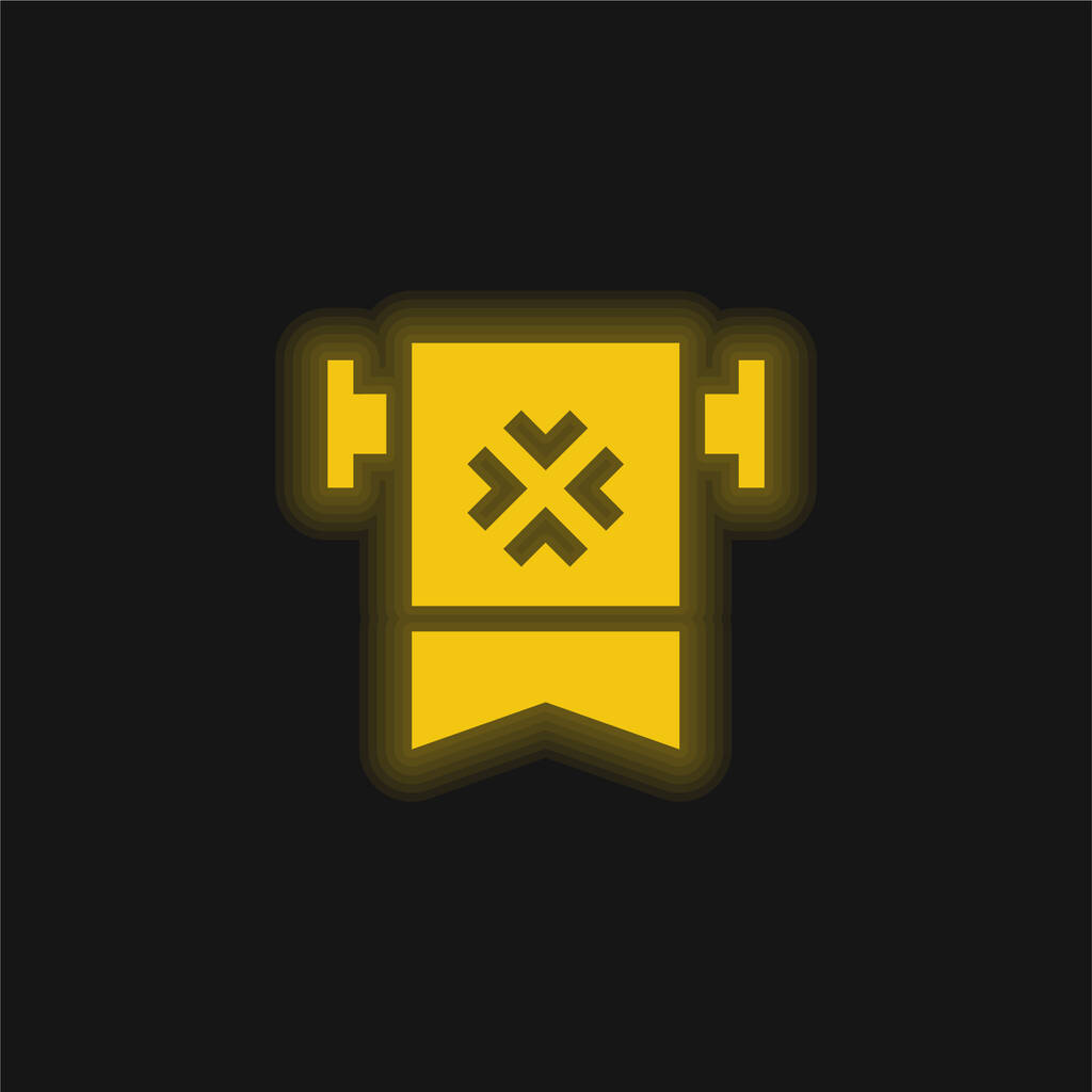 Banner sárga izzó neon ikon - Vektor, kép