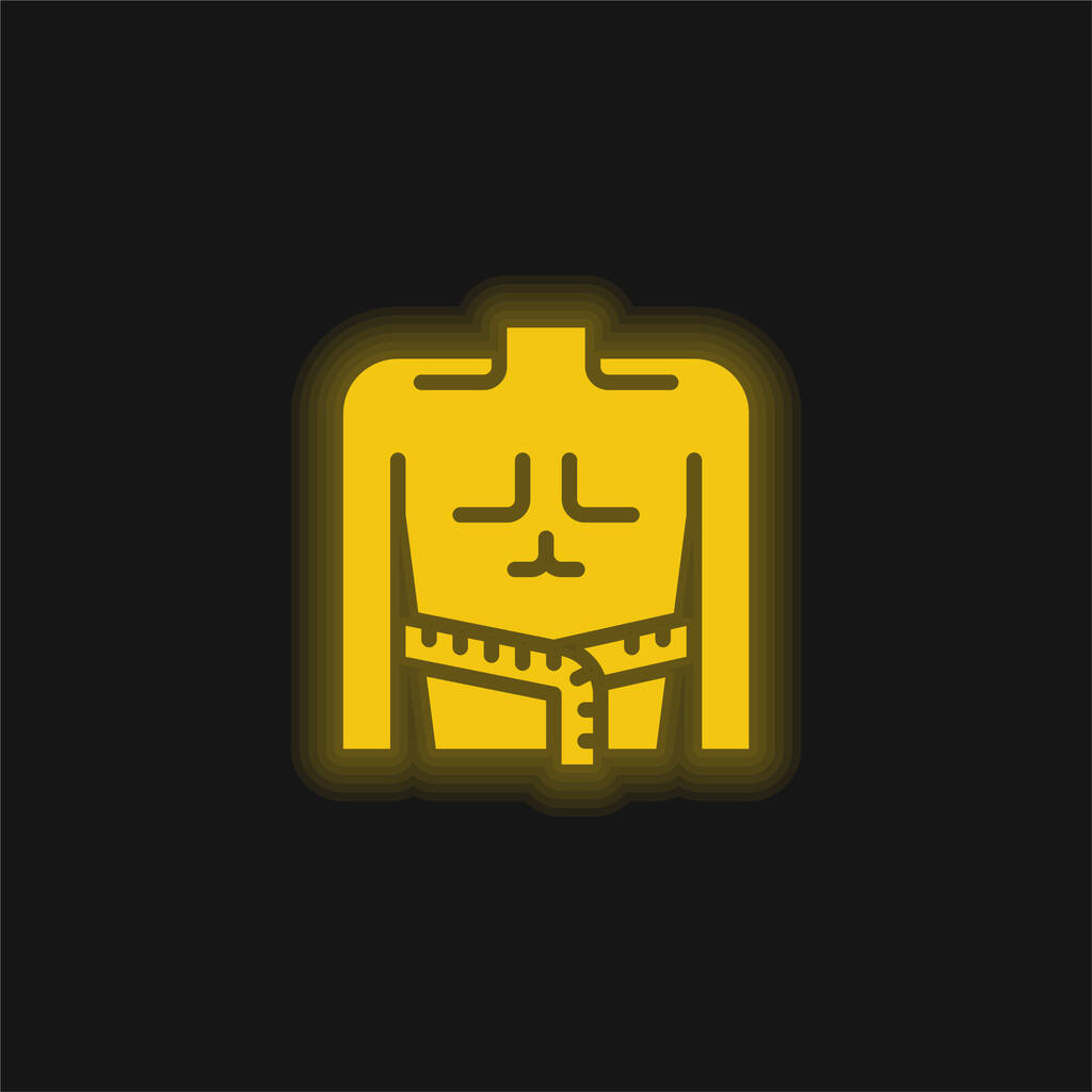 Body Mass geel gloeiende neon pictogram - Vector, afbeelding