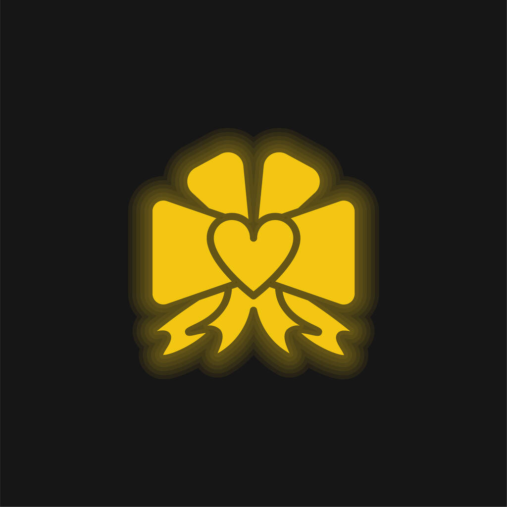 黄色の輝くネオンアイコンを弓 - ベクター画像
