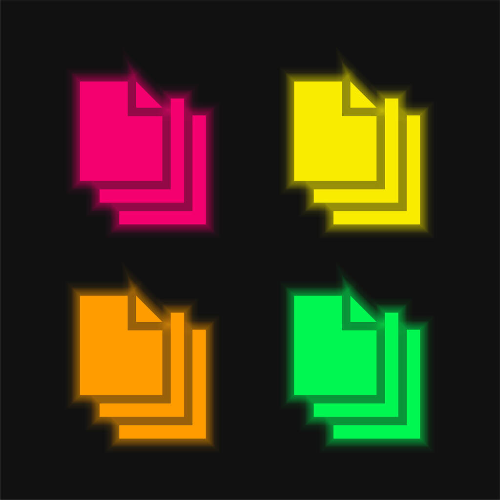 Blank Page four color glowing neon vector icon - Vector, Image
