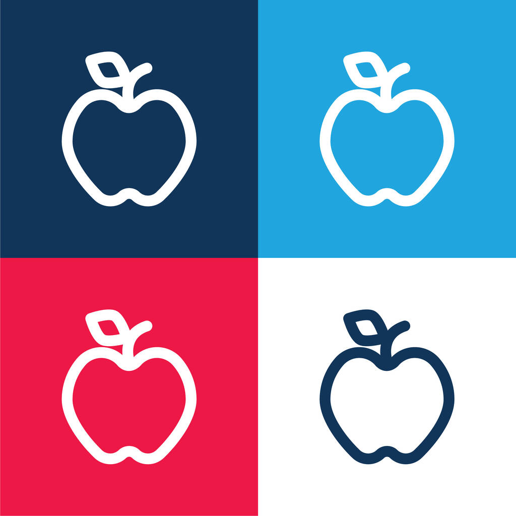 Conjunto de iconos mínimo de cuatro colores azul manzana y rojo - Vector, imagen