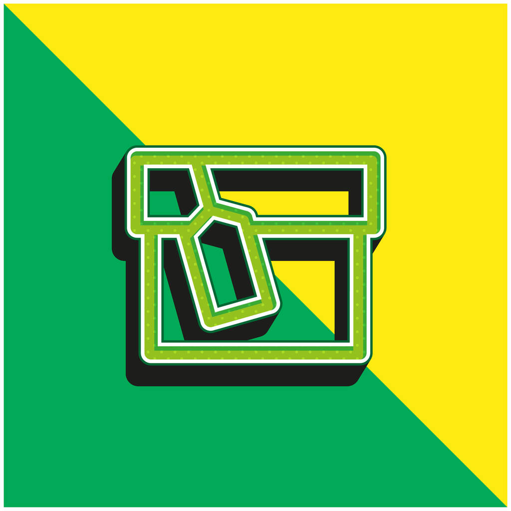 タググリーンと黄色の現代的な3Dベクトルアイコンのロゴ付きボックス - ベクター画像