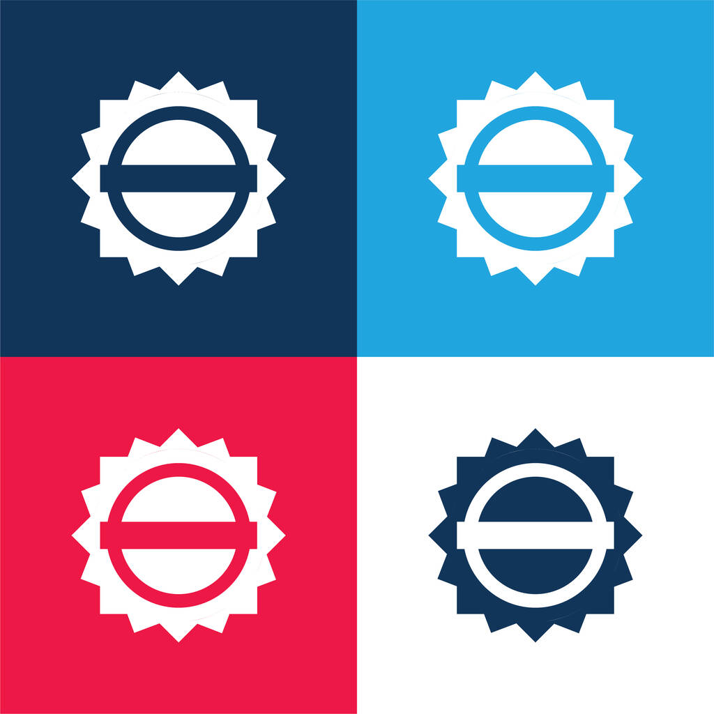 Etiqueta circular negra con una bandera blanca azul y rojo conjunto de iconos mínimos de cuatro colores - Vector, Imagen