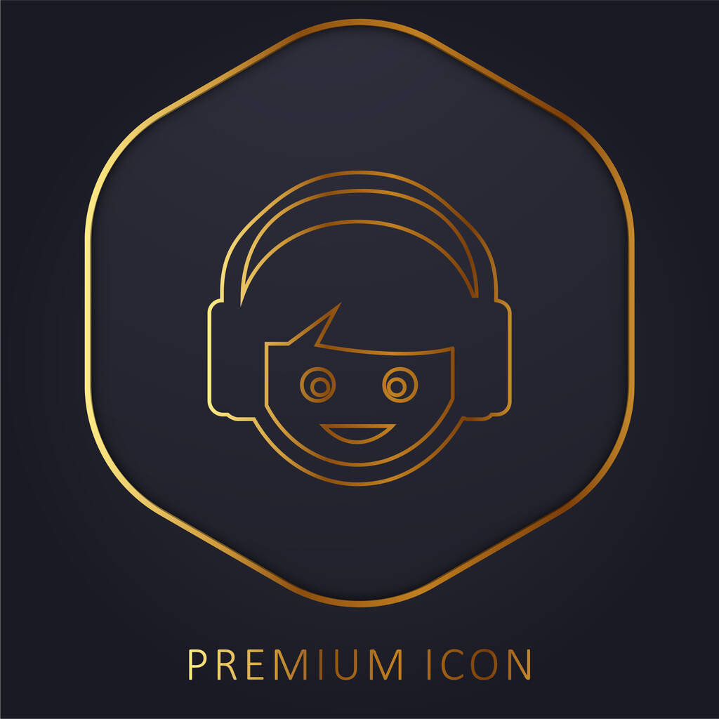 Boy With Headphones arany vonal prémium logó vagy ikon - Vektor, kép