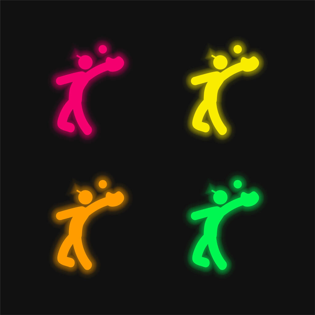 Béisbol Catcher cuatro colores brillante icono de vectores de neón - Vector, imagen