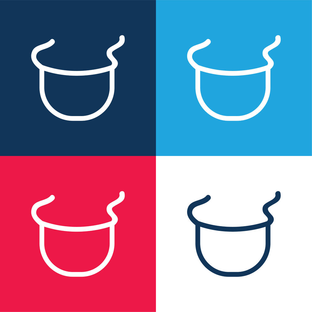 Conjunto de iconos mínimo de cuatro colores azul y rojo del paño babero del bebé - Vector, imagen