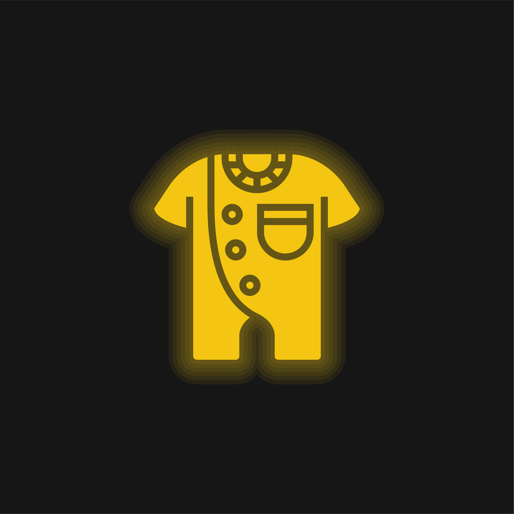 Bodysuit žlutá zářící neonová ikona - Vektor, obrázek