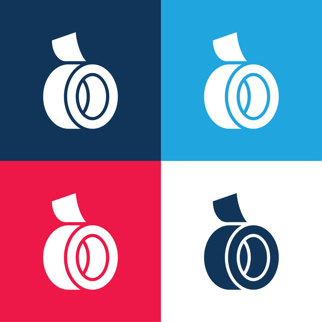 Fita adesiva azul e vermelho conjunto de ícones mínimos de quatro cores - Vetor, Imagem