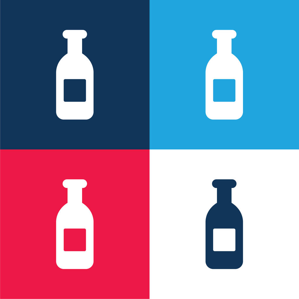 Flasche Wasser blau und rot vier Farben minimales Symbol-Set - Vektor, Bild