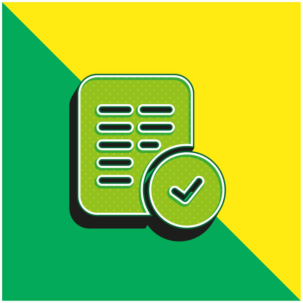 Aceptar verde y amarillo moderno 3d vector icono logo - Vector, imagen