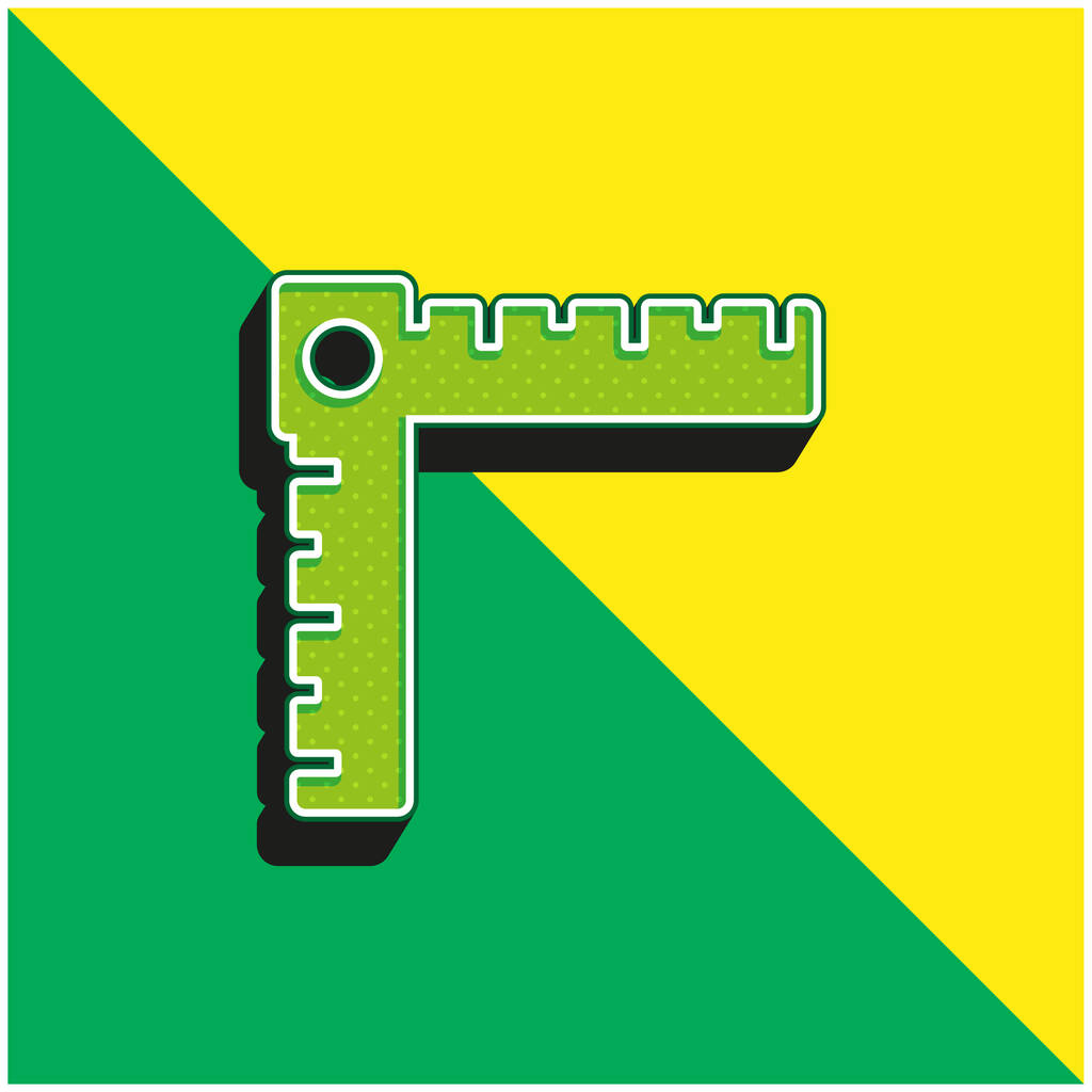 Winkellineal Grünes und gelbes modernes 3D-Vektorsymbol-Logo - Vektor, Bild