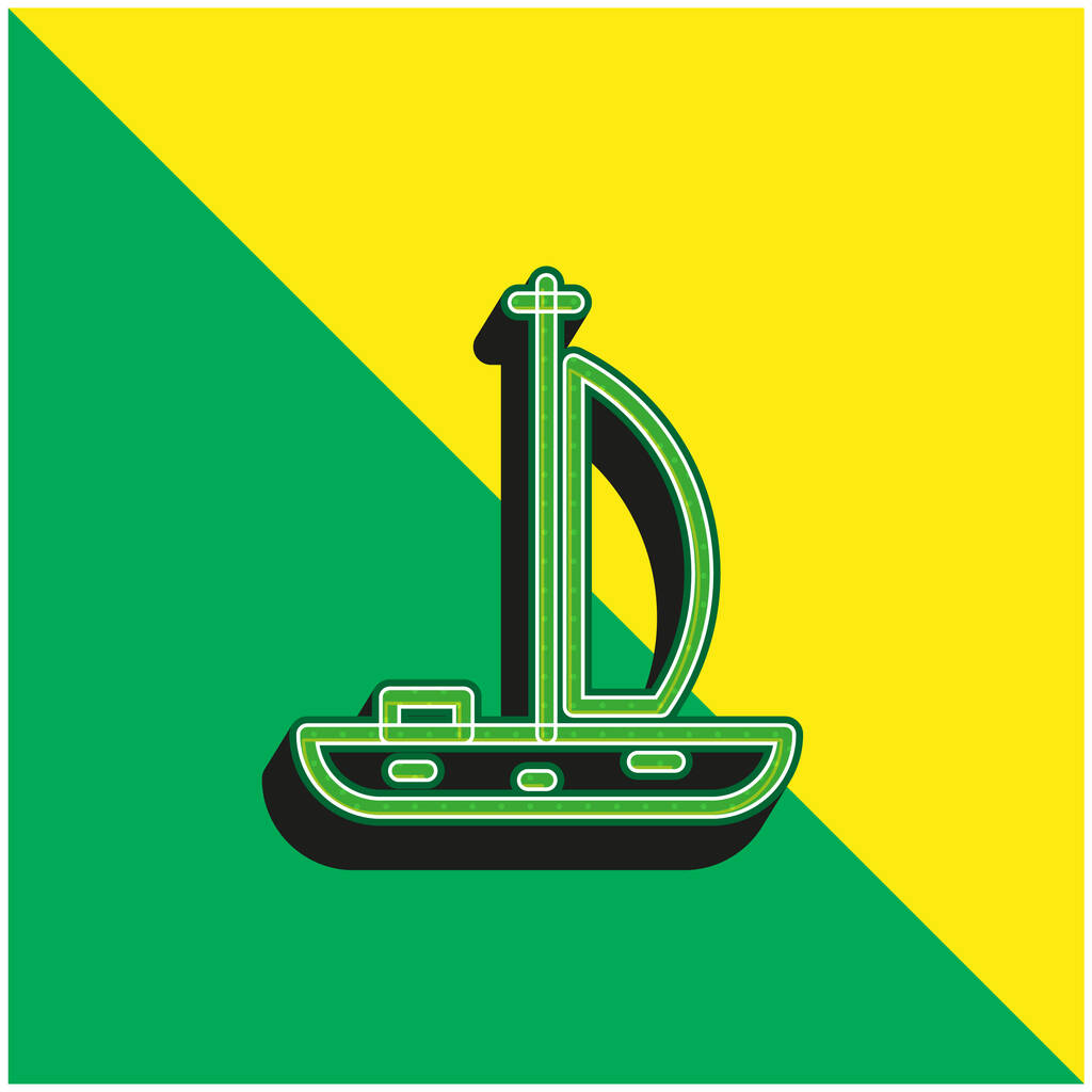 Boat Green і жовтий сучасний 3d векторний логотип. - Вектор, зображення