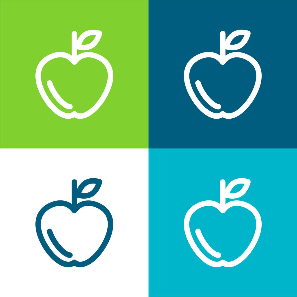 Apfel Umriss flache vier Farben minimales Symbol-Set - Vektor, Bild