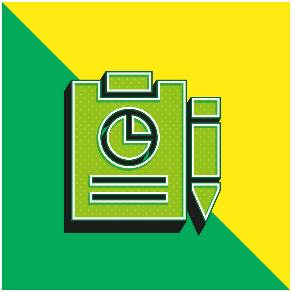 Analytics Vihreä ja keltainen moderni 3d vektori kuvake logo - Vektori, kuva