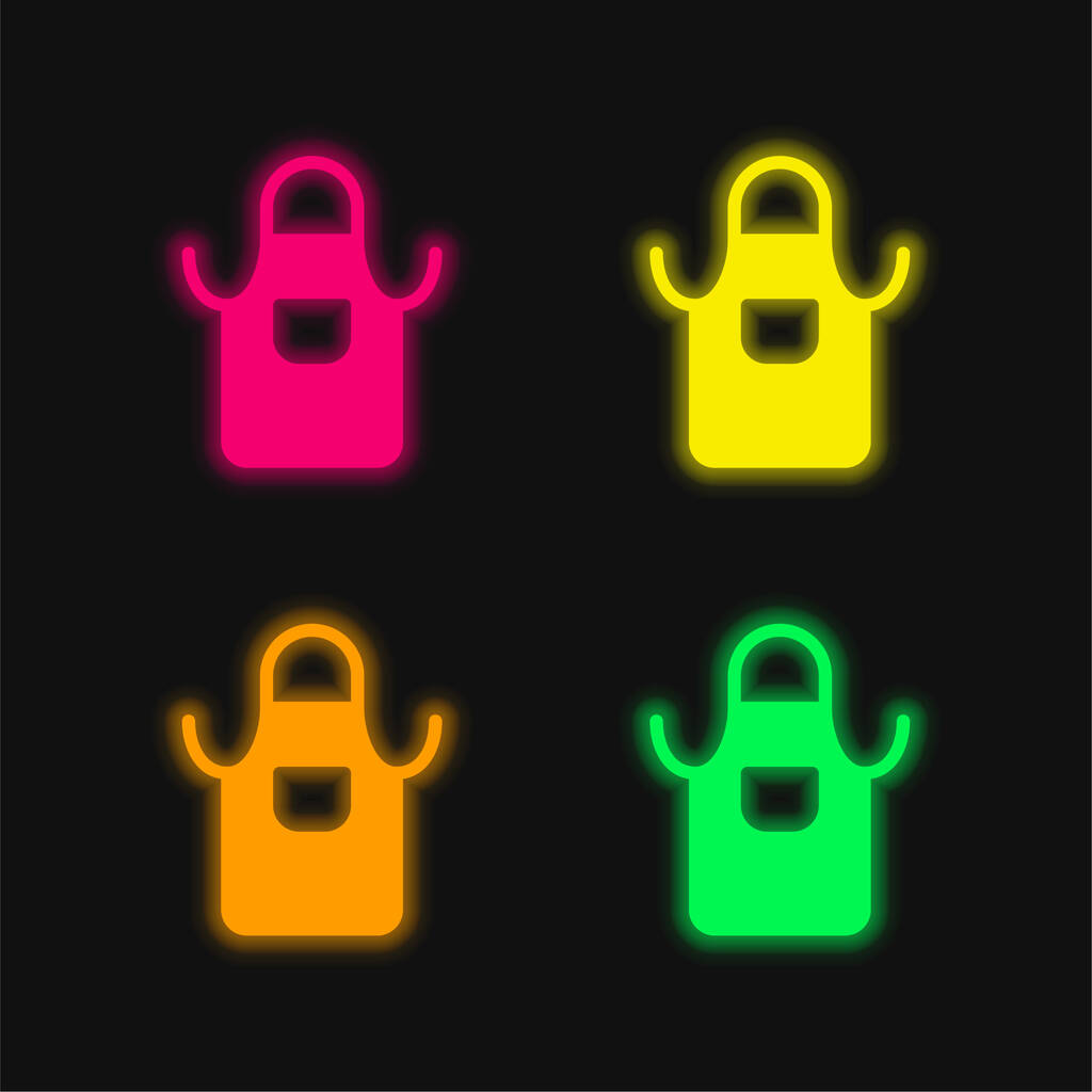 Grembiule quattro colori luminosi icona al neon vettore - Vettoriali, immagini