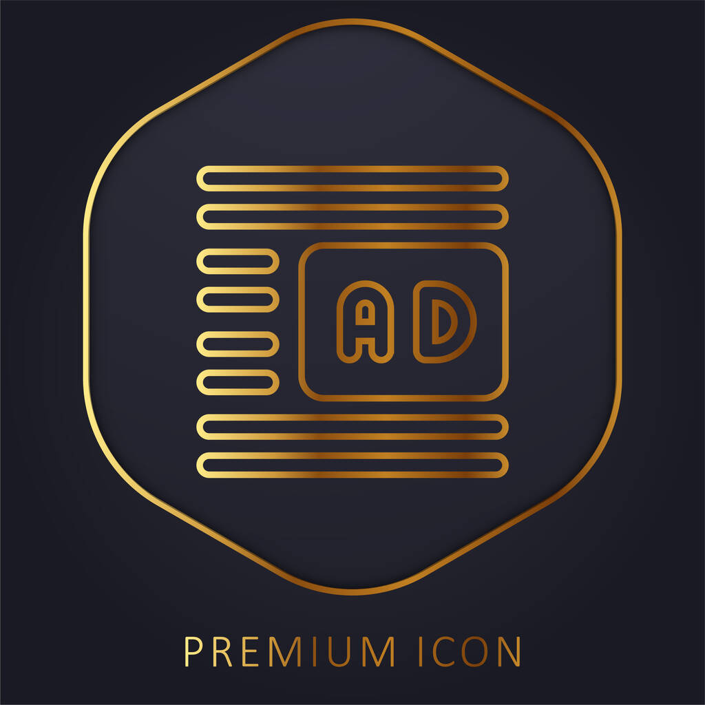 Advertise golden line premium logo or icon - Vector, Image
