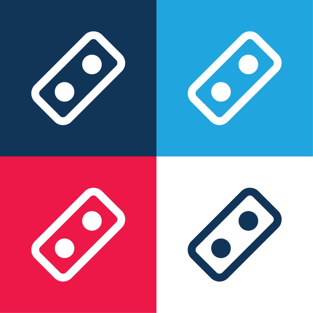 青と赤の4色の最小アイコンセットをブロック - ベクター画像