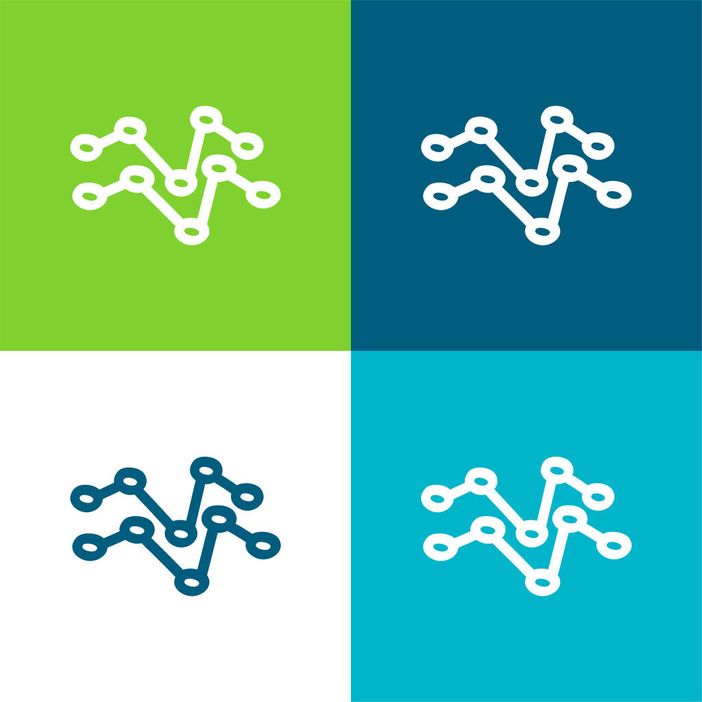 Analityka Ręcznie rysowane linie Płaskie cztery kolory minimalny zestaw ikon - Wektor, obraz